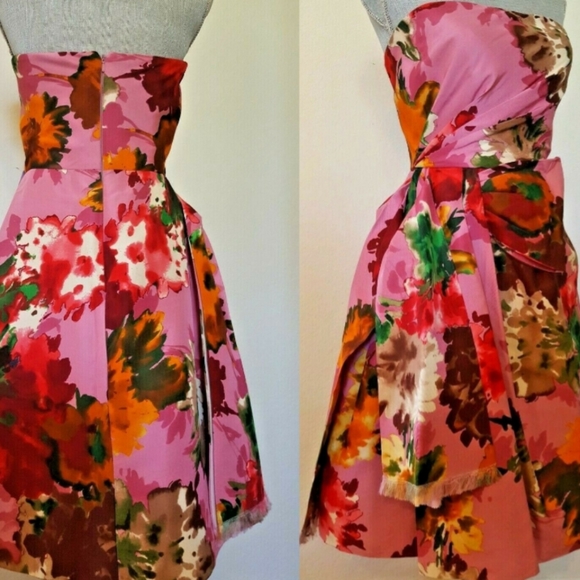 *$4,900 OSCAR DE LA RENTA ADOREABLE BEAUTIFUL SILK FLORAL RUNWAY DRESS US 4 - Picture 6 of 16